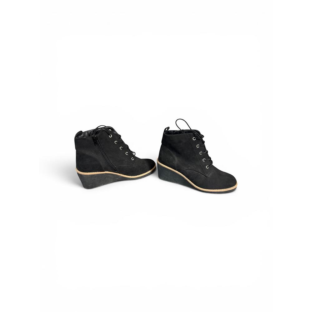 a.n.a A New Approach Black Memory Foam Wedge Ankle Boots Size 8.5 - Picture 4 of 6